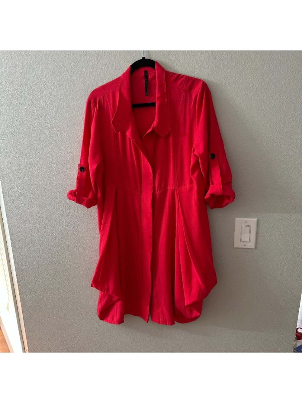 IC By Connie K Button Up Tunic Blouse LARGE Lagenlook Artsy Art To Wear